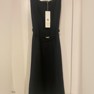Goelia wool a line midi dress with belt